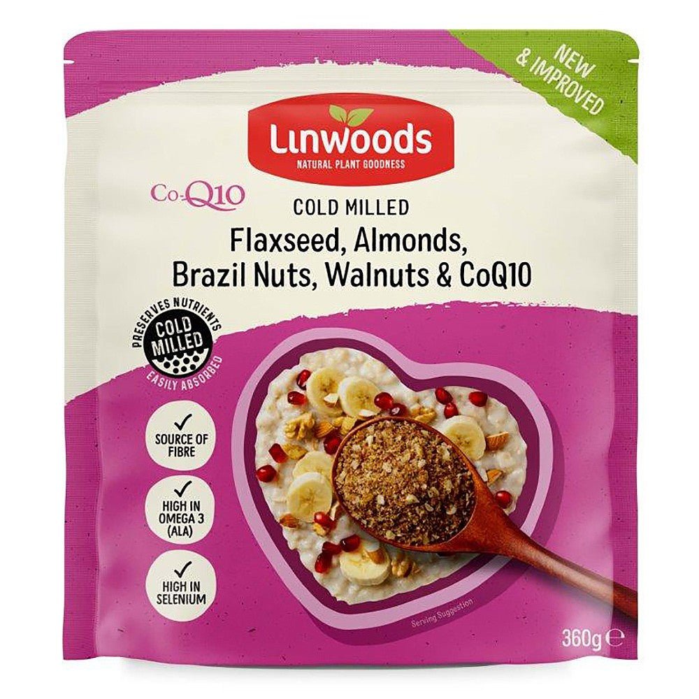 Linwoods Milled Flaxseed Almonds Brazil Nuts Walnuts & Co-Enzyme Q10 - 360g - Glam Organic | Health and Wellness Store - Linwoods