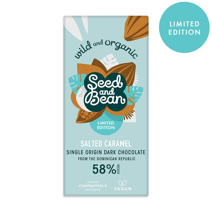 Seed & Bean - LIMITED EDITION SALTED CARAMEL DARK CHOCOLATE 75G BAR (58% C