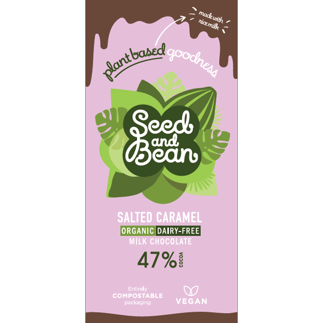 Seed & Bean - SALTED CARAMEL VEGAN ORGANICMILK CHOCOLATEÂ 10 X 75G