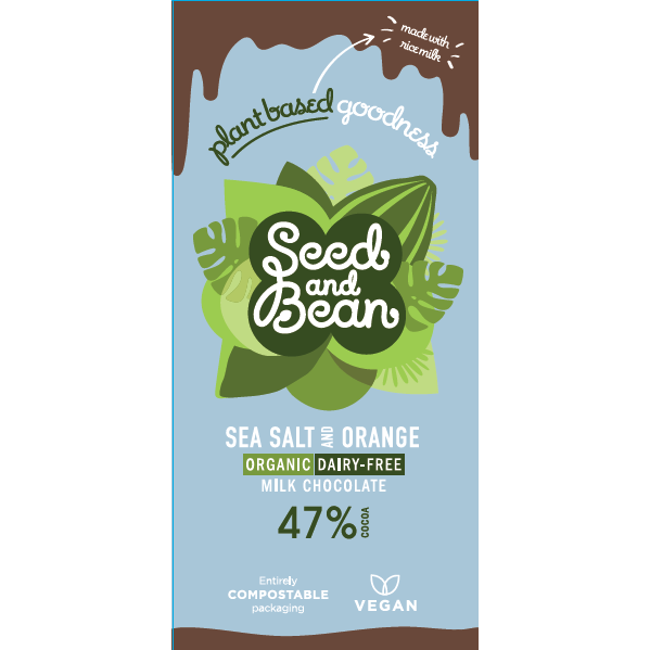 Seed & Bean - SEA SALT & ORANGE VEGAN ORGANIC MILK CHOCOLATE 10 X 75G